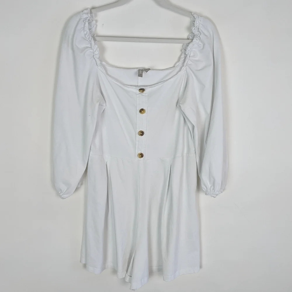 ASOS Ruffled Square Neck Button Front Short Romper - Picture 7 of 12